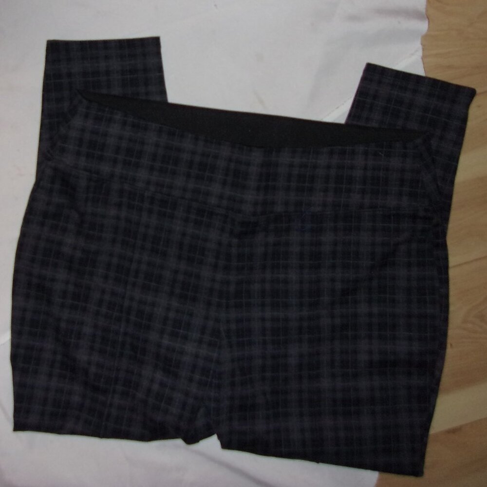 🌟 size xxl black green plaid casual dress pants work wear size stretch leggging